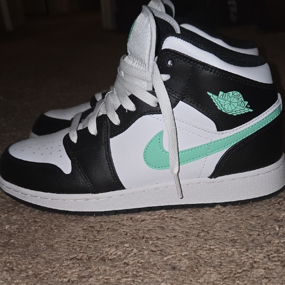 Air Jordan Black and Mint Green Sneakers - Picture 1 of 5